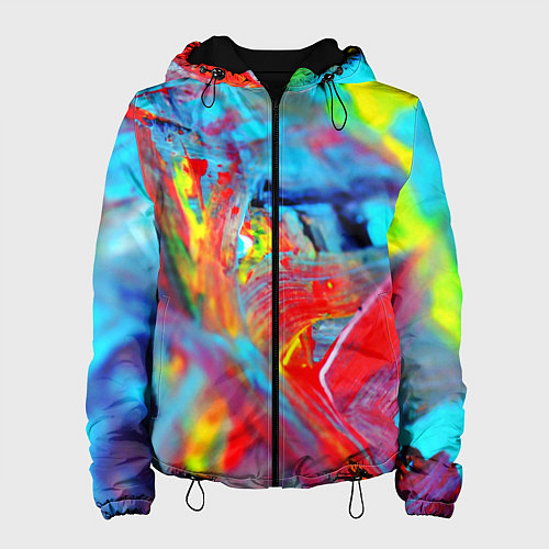 Женская куртка Абстрактные краски неон / 3D-Черный – фото 1