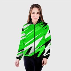 Куртка с капюшоном женская Geometry stripes green, цвет: 3D-черный — фото 2