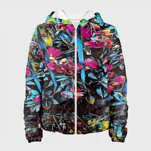 Женская куртка Цветы за забором / 3D-Белый – фото 1