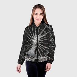Куртка с капюшоном женская Треснутое стекло черная текстура, цвет: 3D-черный — фото 2
