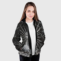 Куртка с капюшоном женская Треснутое стекло черная текстура, цвет: 3D-черный — фото 2
