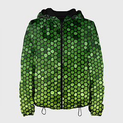 Куртка с капюшоном женская Мозаика под зеленую змею, цвет: 3D-черный