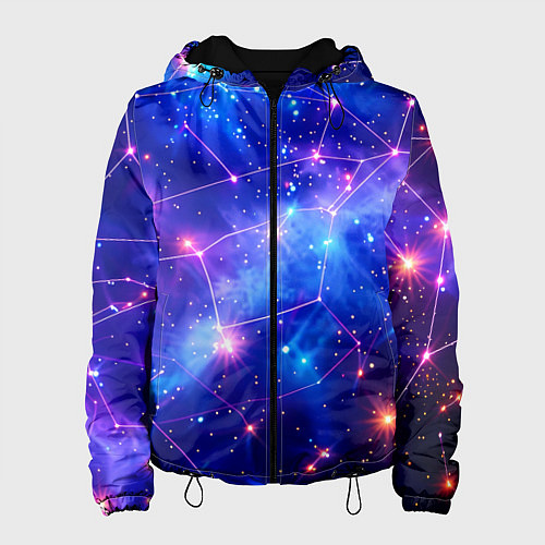 Женская куртка Неоновые созвездия космоса / 3D-Черный – фото 1