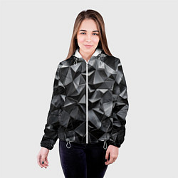 Куртка с капюшоном женская Изношенная геометрия, цвет: 3D-белый — фото 2