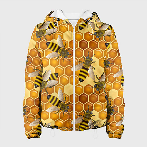 Женская куртка Пчелиный цветной паттерн / 3D-Белый – фото 1