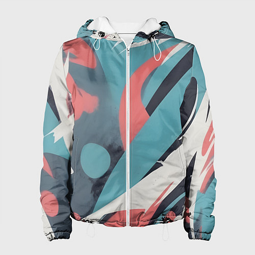 Женская куртка Граффити в пастельных тонах абстракция / 3D-Белый – фото 1