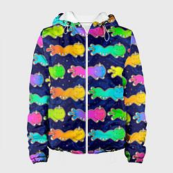 Куртка с капюшоном женская Коты единороги, цвет: 3D-белый