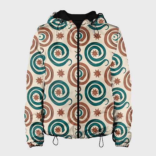 Женская куртка Паттерн со змеями защищающими луну и солнце / 3D-Черный – фото 1