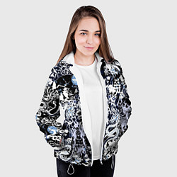 Куртка с капюшоном женская Японский самурай и драконы, цвет: 3D-белый — фото 2