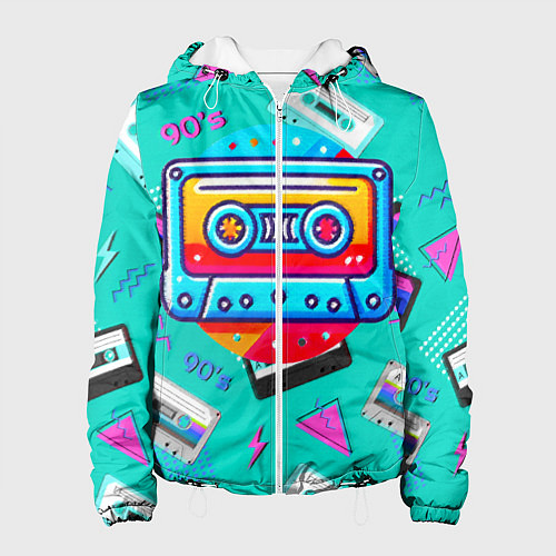 Женская куртка Кассеты и надпись 90s / 3D-Белый – фото 1