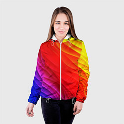 Куртка с капюшоном женская Абстрактные волны текстура, цвет: 3D-белый — фото 2