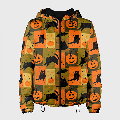 Женская куртка Хэллоуин мозаика / 3D-Черный – фото 1