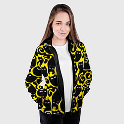 Куртка с капюшоном женская Кошачий паттерн, цвет: 3D-черный — фото 2