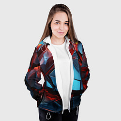 Куртка с капюшоном женская Камни в красном освещении, цвет: 3D-белый — фото 2