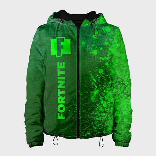 Женская куртка Fortnite - green gradient по-вертикали / 3D-Черный – фото 1