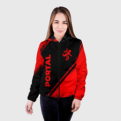 Куртка с капюшоном женская Portal - red gradient вертикально, цвет: 3D-черный — фото 2