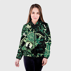 Куртка с капюшоном женская Полумесяц и мусульманские узоры, цвет: 3D-черный — фото 2