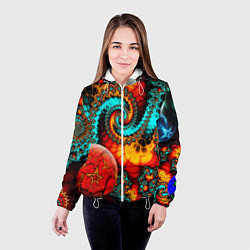 Куртка с капюшоном женская Фрактальный узор из фигур, цвет: 3D-белый — фото 2