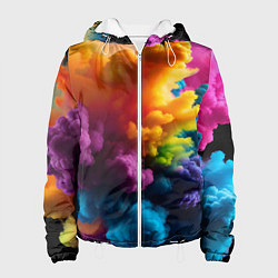 Куртка с капюшоном женская Взрыв разноцветных облаков, цвет: 3D-белый