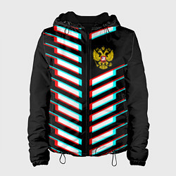 Женская куртка Герб РФ глитч геометрия