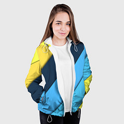 Куртка с капюшоном женская Линии геометрия, цвет: 3D-белый — фото 2