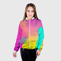 Куртка с капюшоном женская Неоновая геометрия градиент, цвет: 3D-белый — фото 2