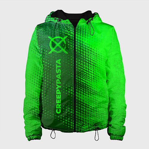 Женская куртка CreepyPasta - green gradient по-вертикали / 3D-Черный – фото 1