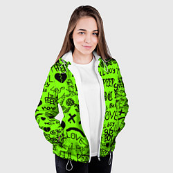 Куртка с капюшоном женская Lil Peep кислотный паттерн, цвет: 3D-белый — фото 2