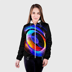 Куртка с капюшоном женская Оптические иллюзии волны, цвет: 3D-белый — фото 2