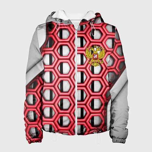 Женская куртка Россия герб сетка метала / 3D-Белый – фото 1