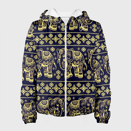 Женская куртка Этнический слоновый паттерн / 3D-Белый – фото 1