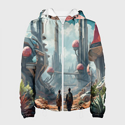 Куртка с капюшоном женская Планета фантастика, цвет: 3D-белый
