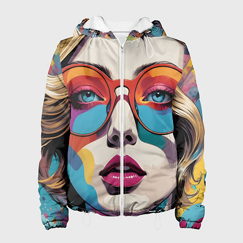 Женская куртка Девушка в солнечных очках поп-арт / 3D-Белый – фото 1