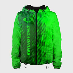 Куртка с капюшоном женская SsangYong - green gradient по-вертикали, цвет: 3D-черный