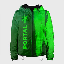 Куртка с капюшоном женская Portal - green gradient по-вертикали, цвет: 3D-черный