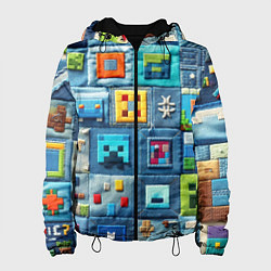 Женская куртка Minecraft на пэчворк дениме