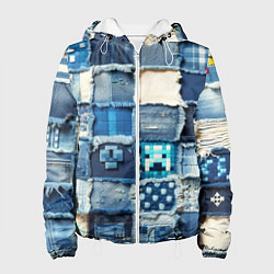 Женская куртка Minecraft на пэчворк дениме