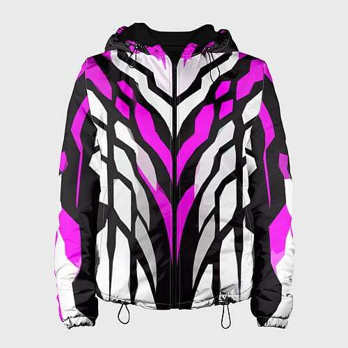 Женская куртка Агрессивные чёрно-розовые полосы на белом фоне / 3D-Черный – фото 1