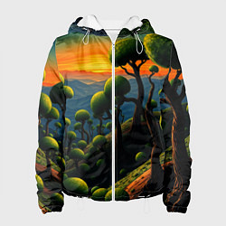 Женская куртка Лес из зеленых инопланетных деревьев в стиле Сальв