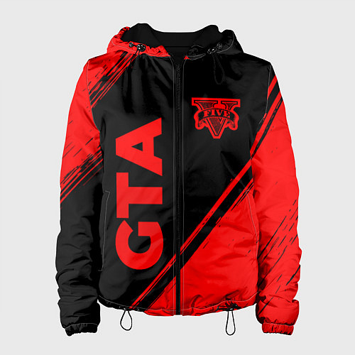 Женская куртка GTA - red gradient вертикально / 3D-Черный – фото 1