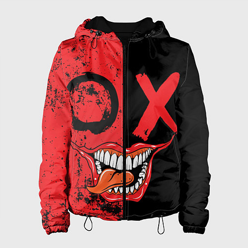 Женская куртка Злобный смайлик с языком / 3D-Черный – фото 1