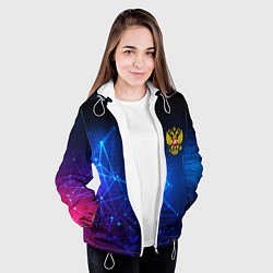 Куртка с капюшоном женская Герб РФ абстракция текстура, цвет: 3D-белый — фото 2