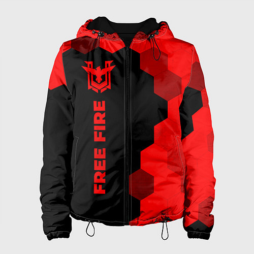 Женская куртка Free Fire - red gradient по-вертикали / 3D-Черный – фото 1
