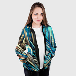 Куртка с капюшоном женская Абстрактный урбанистический пейзаж - нейроарт, цвет: 3D-черный — фото 2