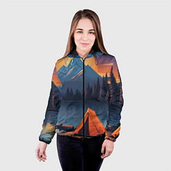 Куртка с капюшоном женская Палатка на берегу озера, цвет: 3D-черный — фото 2