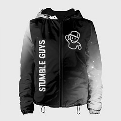 Женская куртка Stumble Guys glitch на темном фоне вертикально