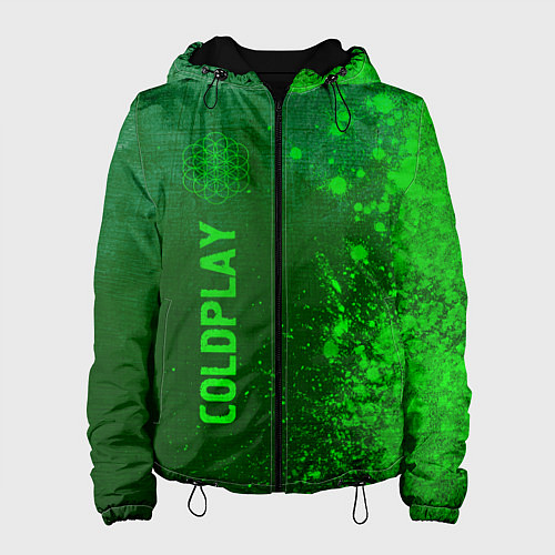 Женская куртка Coldplay - green gradient по-вертикали / 3D-Черный – фото 1