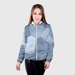 Куртка с капюшоном женская Стальной голубой крупная мозаика, цвет: 3D-белый — фото 2
