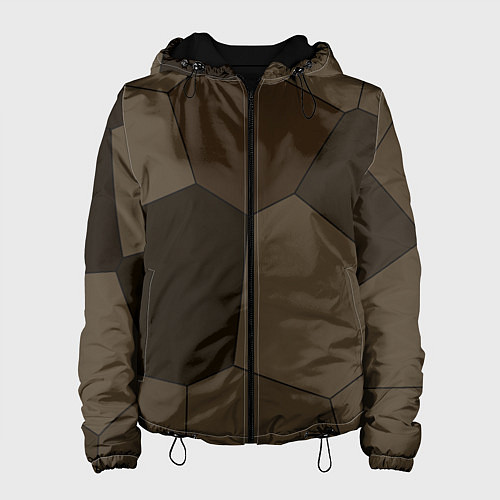 Женская куртка Тёмно-коричневый крупная мозаика / 3D-Черный – фото 1