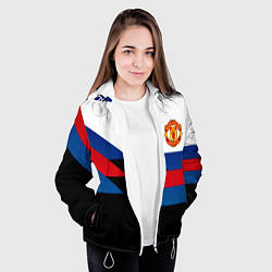 Куртка с капюшоном женская Манчестер Юнайтед спорт текстура, цвет: 3D-белый — фото 2